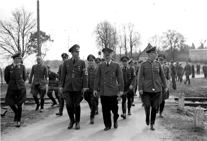 Adolf Hitler in FHQ Wolfsschanze with Field Marshal Keitel, chief of the command staff General Buhle and Reich Minister of Armaments and Munitions Albert Speer